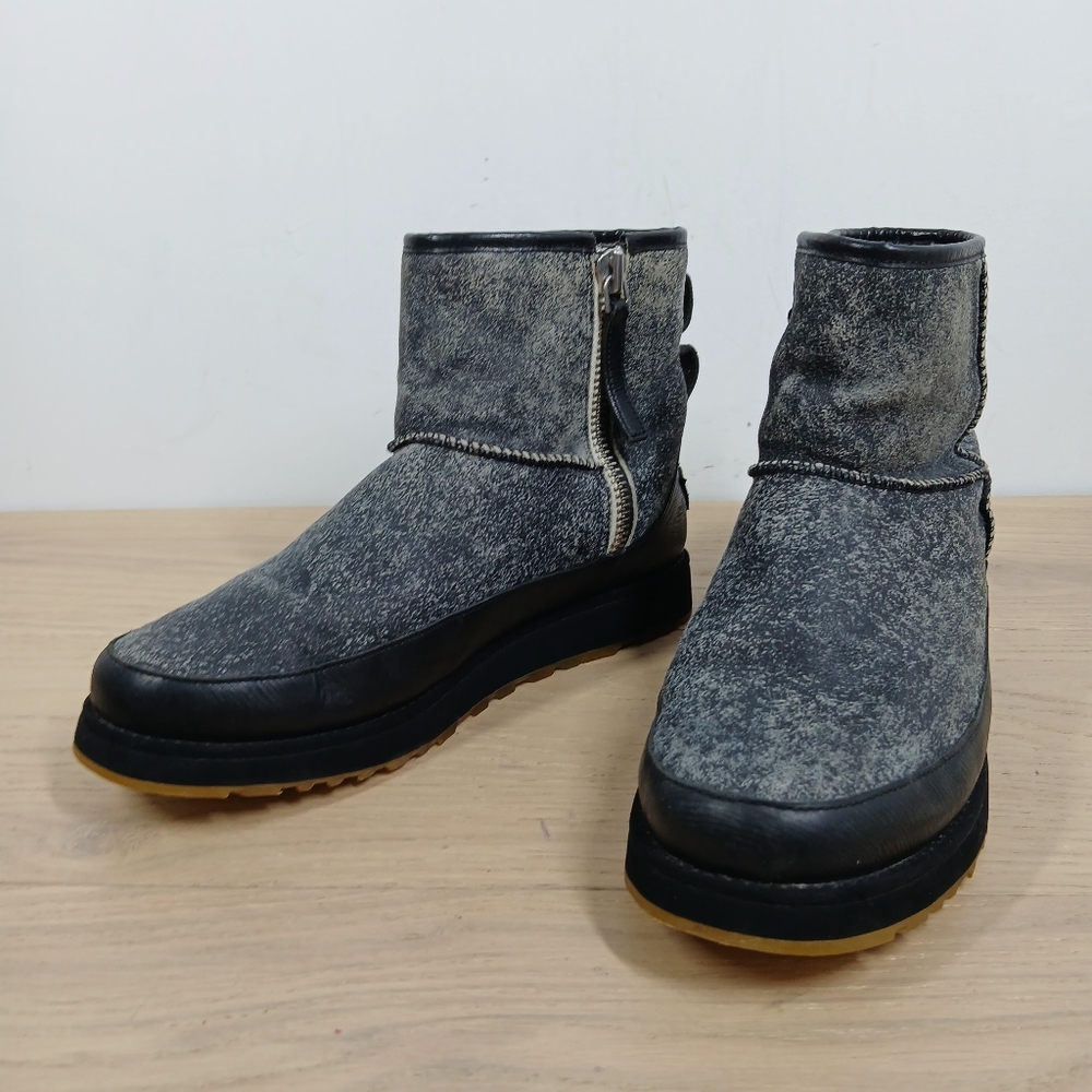 Ugg Platform Metallic Gray Shearling Lined Ankle … - image 2